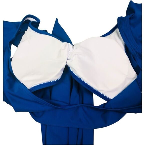 Tularosa Blue and White High Waist Bikini Set - Picture 9 of 11